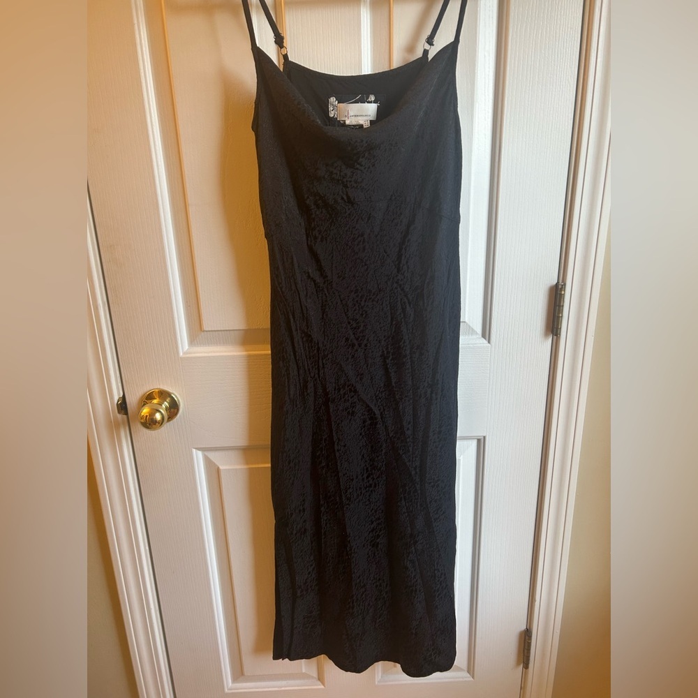 Anthropologie Black Slip Midi Dress - Picture 3 of 8
